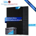 200W Balkonkraftwerk Sunshare mit 1,5kWh Speicher (1 x 200w Module + optionaler Speicher 1,5kWh)