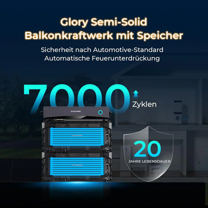 Sunshare Glory Semi-Solid-Akku — 7.000 Ladezyklen für Balkonkraftwerk-Speicher