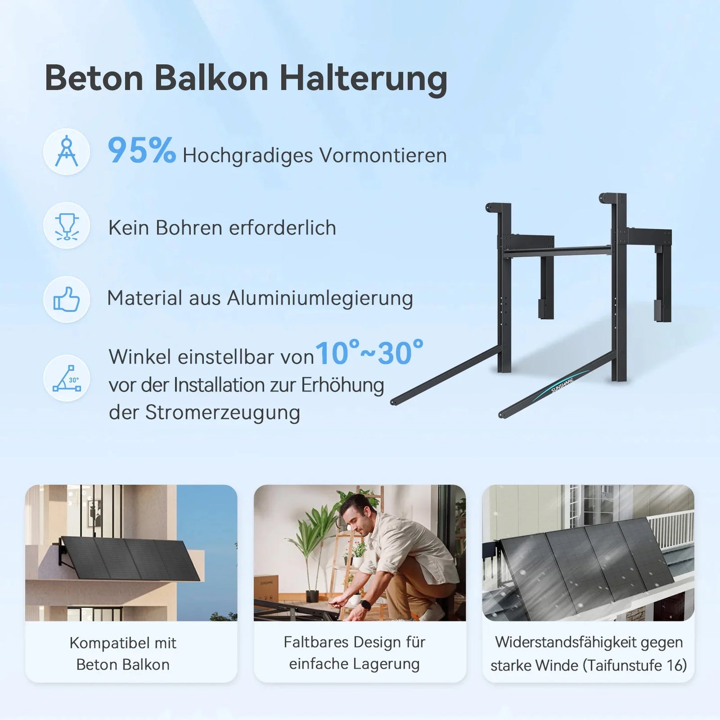 Balkonkraftwerk Beton Halterung