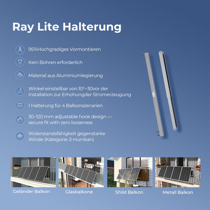 Balkonkraftwerk Winkelhalterung (Ray Light)