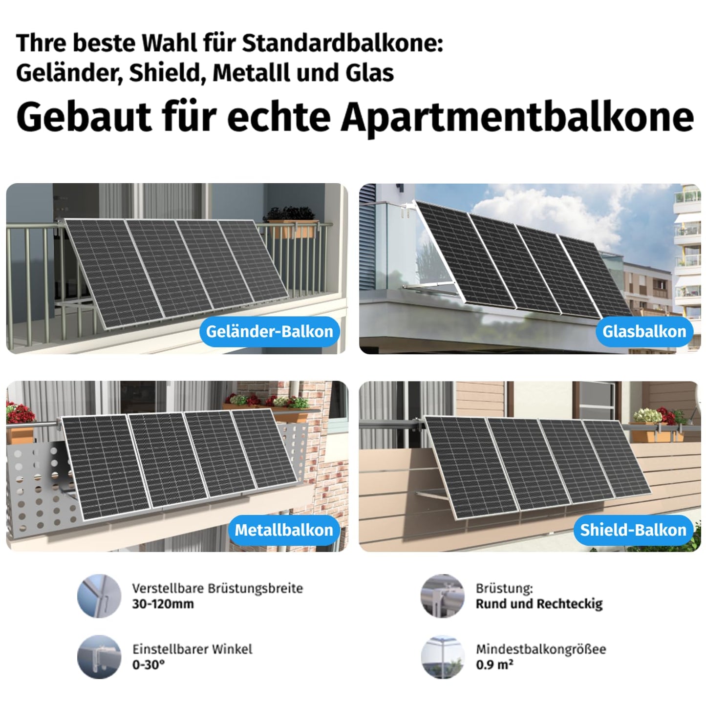 Balkonkraftwerk Winkelhalterung (Ray Light)