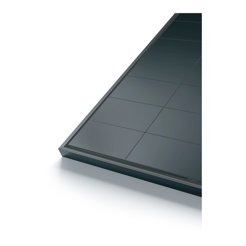 Sunpro SPDG-BC108RL10: Detailansicht der Modulecke, durchgehend schwarze Front ohne sichtbare Leiterbahnen